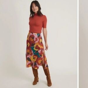 Marine Layer Ryan Slip Skirt In A Colorful Exploded Floral Midi
